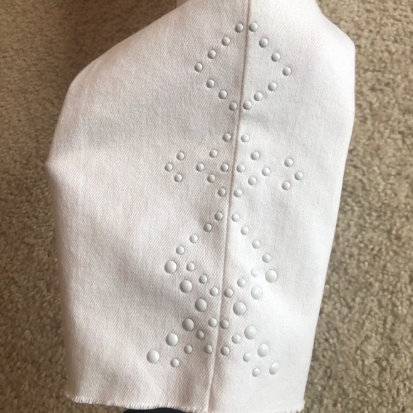 Levi’s boyfriend white crop studded jeans denim pants fringe 10 - Picture 9 of 10